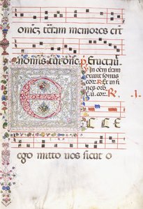 En stor dekorerad initial "E", c.1500