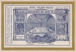 Annons för Grand Etablissement Des Bains De Montreux (gravyr) av Swiss School