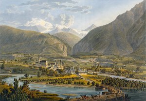 Brig on the Rhone, Bernalperna, Schweiz, från Voyage Pittoresque de Geneve a Milano, 1819