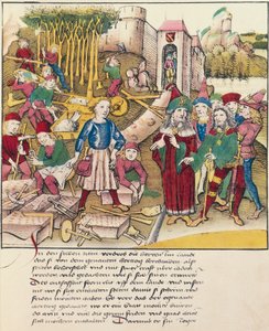 Stiftelsen av staden Bern 1191 i miniatyr från Spiezer Bilderchronik, Schweiz av Swiss School