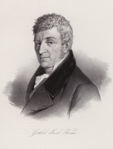 Gottlieb Jakob Kuhn, schweizisk folklorist och poet (gravyr) av Swiss School