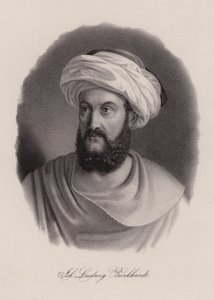 Johann Ludwig Burckhardt, schweizisk resenär och geograf (gravyr) av Swiss School
