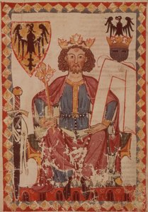 FRÖKEN. Kompis. bakterie. 848 King Henry, illustration från Manesse Codex, en samling höviska kärlekssånger, troligen från Zürich, ca 1300-20 av Swiss School