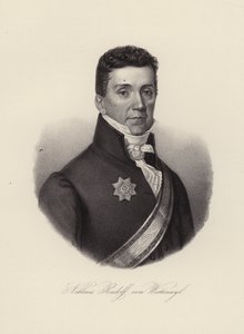 Niklaus Rudolf von Wattenwyl, schweizisk general och den siste borgmästaren i restaurationen i staden Bern (gravyr) av Swiss School