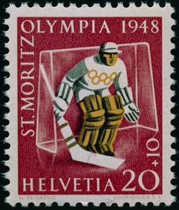 Frimärke till minne av de olympiska vinterspelen 1948