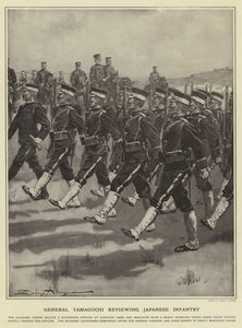 General Yamaguchi granskar japanskt infanteri av Sydney Adamson