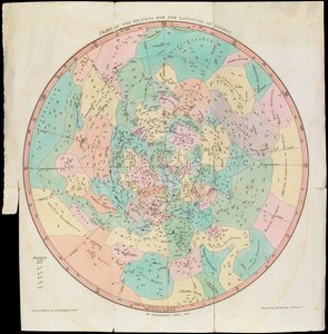 Himmelskarta för Londons latitud, Uranias spegel eller en vy över himlen, ca 1825 (kort, papper, vävnad, gravyr)