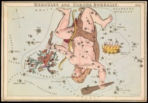 Herkules och Corona Borealis, ca 1825 (kort, papper, vävnad )