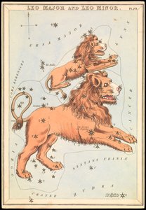 Leo Major och Leo Minor, ca 1825 (kort, papper, vävnad )