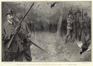 En skjutfest på Sandringham, kungen och hans gäster, den tyske kejsaren, i Horseshoe Drive