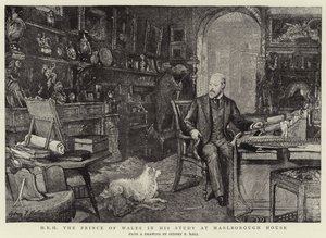H R H Prinsen av Wales i hans studie på Marlborough House av Sydney Prior Hall