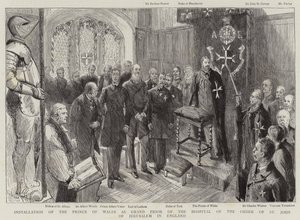 Installation av prinsen av Wales som Grand Prior för sjukhuset av St John Order of Jerusalem i England av Sydney Prior Hall