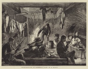 Älgjakt i Kanada, en natt i en shanty av Sydney Prior Hall