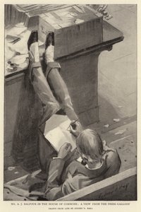 A J Balfour i underhuset, en vy från pressgalleriet av Sydney Prior Hall