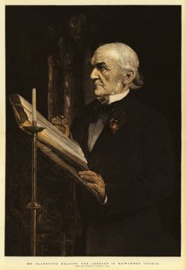 Mr Gladstone läser lektionerna i Hawarden Church av Sydney Prior Hall
