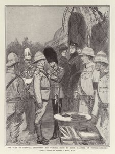 Hertigen av Cornwall presenterar Victoria Cross till löjtnant Maxwell i Pietermaritzburg av Sydney Prior Hall