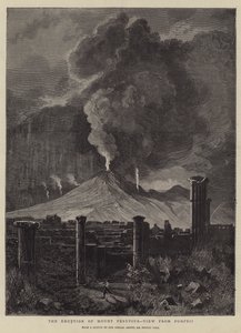 Vesuvius utbrott, vy från Pompeji av Sydney Prior Hall