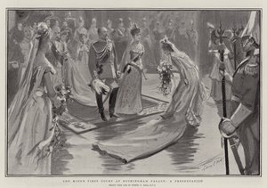Kungens första hov i Buckingham Palace, en presentation av Sydney Prior Hall