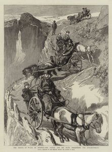 Prinsen av Wales i Norge, prinsen och hans svit på väg nedför Stalheimsklev av Sydney Prior Hall