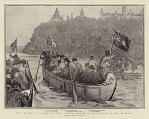 Kanoternas procession i Ottawa, kanadensiska båtsmän som sjunger gamla sånger om resande