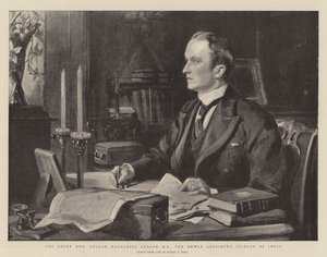 George Nathaniel Curzon, parlamentsledamot, den nyutnämnde vicekungen av Indien av Sydney Prior Hall