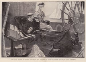 Den kungliga invaliden vid Cowes, prinsen och prinsessan av Wales ombord på Royal Yacht Osborne