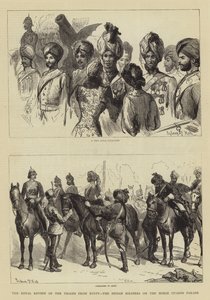 Den kungliga recensionen av trupperna från Egypten, de indiska soldaterna på hästvaktparaden av Sydney Prior Hall