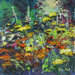 Sunny Garden Colours, 2021 (olja på duk) av Sylvia Paul