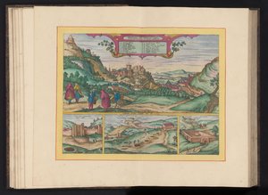 Se över Alhambra i staden Granada Granadas vackraste slott, vanligen kallat Alhambra, sett från öster (titel på objektet) av Symon Novelanus (possibly)