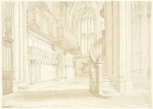 Vy över orgelskärmen i Bristol Cathedral av T.H. Clarke