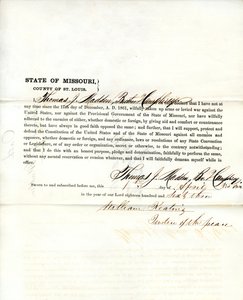 Loyalty oath of Thomas J. Madden of Missouri, County of St. Louis av T.J. Madden