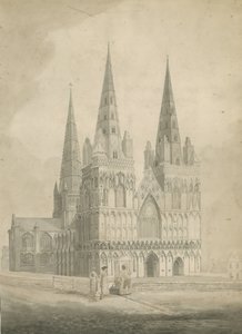 Lichfield Cathedral - West Front: sepiateckning, nd [1782]