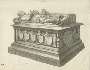 Penkridge Church - Tomb of [Sir Edward Littleton]: sepiateckning, nd [sent 18th cent] (ritning)