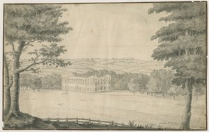 Sandwell Park - Hall: bläck- och tvättritning, 1770