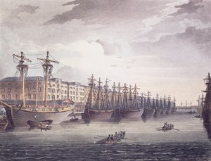 West India Docks av T. and Pugin A.C. Rowlandson
