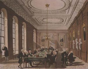 College of Physicians från Ackermanns "Microcosm of London" (färggravyr) av T. and Pugin A.C. Rowlandson
