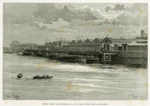 Guinness bryggeri, exportdocka. Gravyr av Taylor, för att illustrera historien Trois mois en Irlande, 1889, av Marie Anne de Bovet, i le tour du monde 1890, regisserad av Edouard Charton (1807-1890), Hachette, Paris. av T Taylor