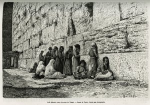 Judar som gråter mot templets väggar (klagomur). Gravyr av Taylor, för att illustrera La Syria d