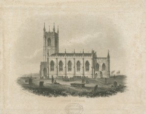 Stoke-upon-Trent Church [Ny]: stålgravyr (vinjett och [?mitten av 1800-talet] (tryck) av T Taylor