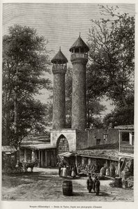 Moskén i Elisabethpol (eller Gandja, eller Kirovabad, Azerbajdzjan). Gravyr av Taylor, för att illustrera berättelsen "A travers l