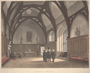 Lambeth Palace, graverad av Joseph Constantine Stadler (fl.1780-1812), publicerad 1808 (färgad akvatint)