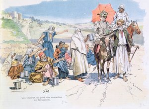 Spetälska utanför Jerusalems murar, 1892 av T. de Haener