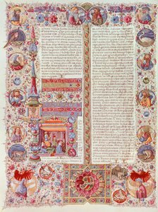 Upplyst sida av Taddeo Crivelli från Bibeln från Borso d