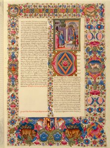 Italien, Incipit till den andra krönikeboken, eller Paralipomenon II miniatyr från Borso d