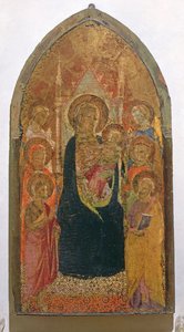 Madonna och barn med heliga (tempera på panel) av Taddeo Gaddi