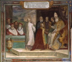 Påven Paul III välsignar sin brorson Horace Farnese