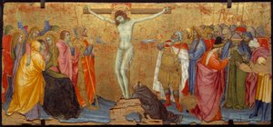 Trämålningen Korsfästelsen av Taddeo di Bartolo (1363-1422) 1300-talets sön. 2,25x5,57 m av Taddeo di Bartolo