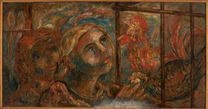 Barn och tuppar av Tadeusz Makowski
