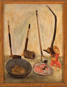 Stillleben mit Pfeifen av Tadeusz Makowski