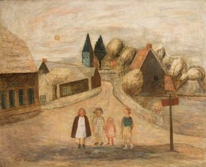 Normandiskt landskap (Breuilpont) av Tadeusz Makowski